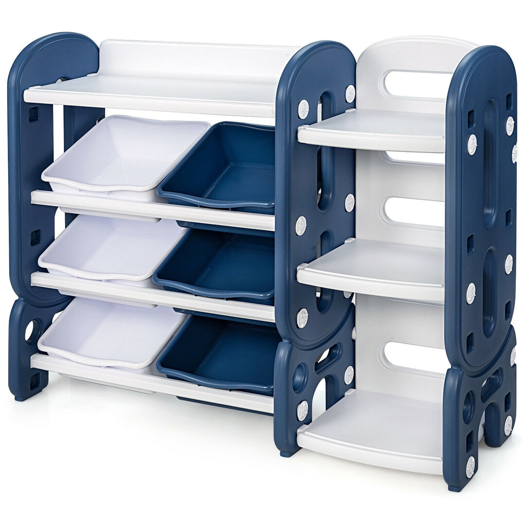 Kids Toy Storage Organizer with Bins & Multi-Layer Shelf - Blue