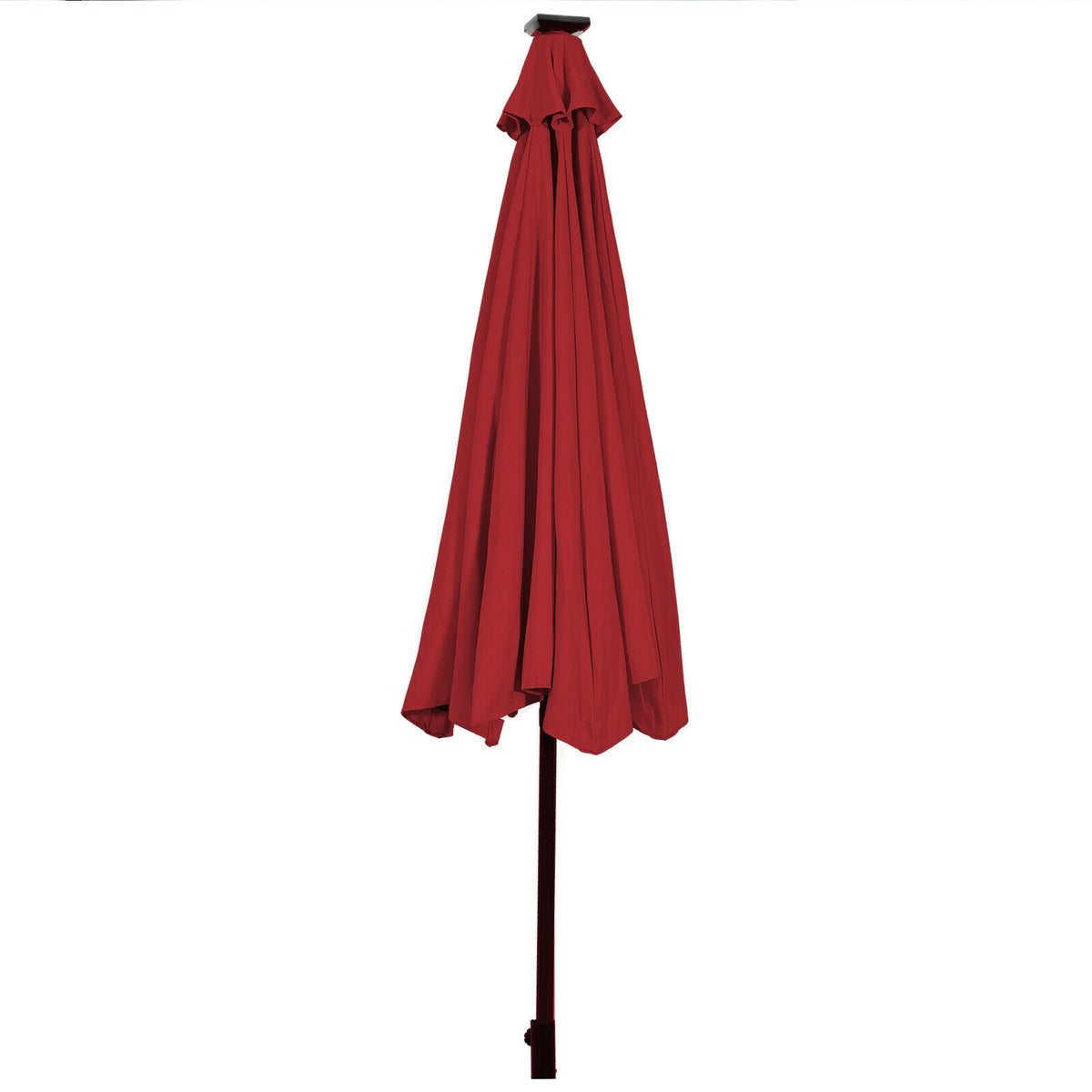 10 FT Patio Umbrella with Solar LED Lights - Dark Red