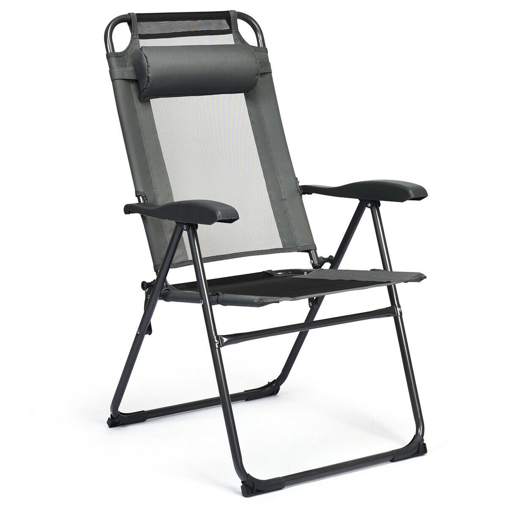 4 Pieces Patio Garden Adjustable Reclining Folding Chairs with