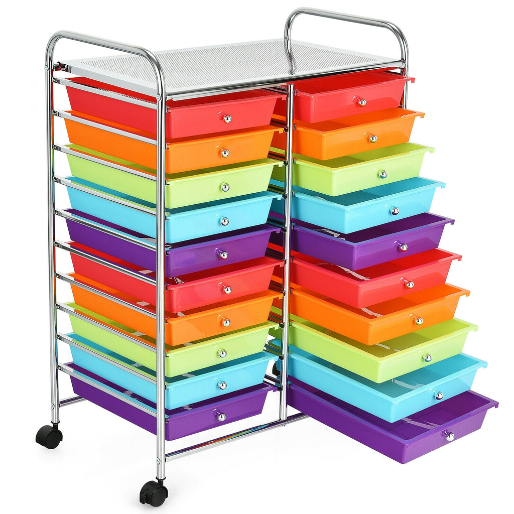 20-Drawer Rolling Storage Cart, Multicolor