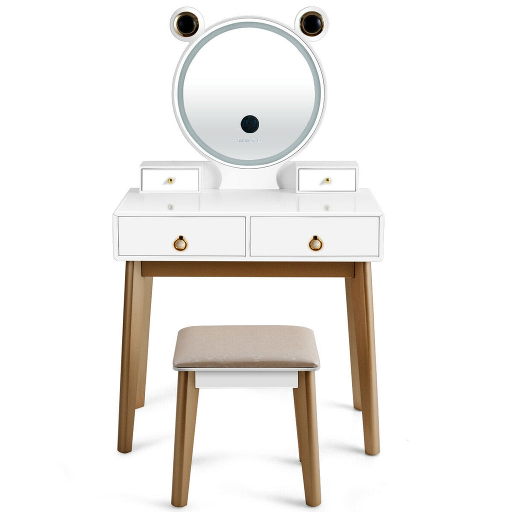 Lighted Vanity Set with Touch Screen Mirror and 4 Drawers
