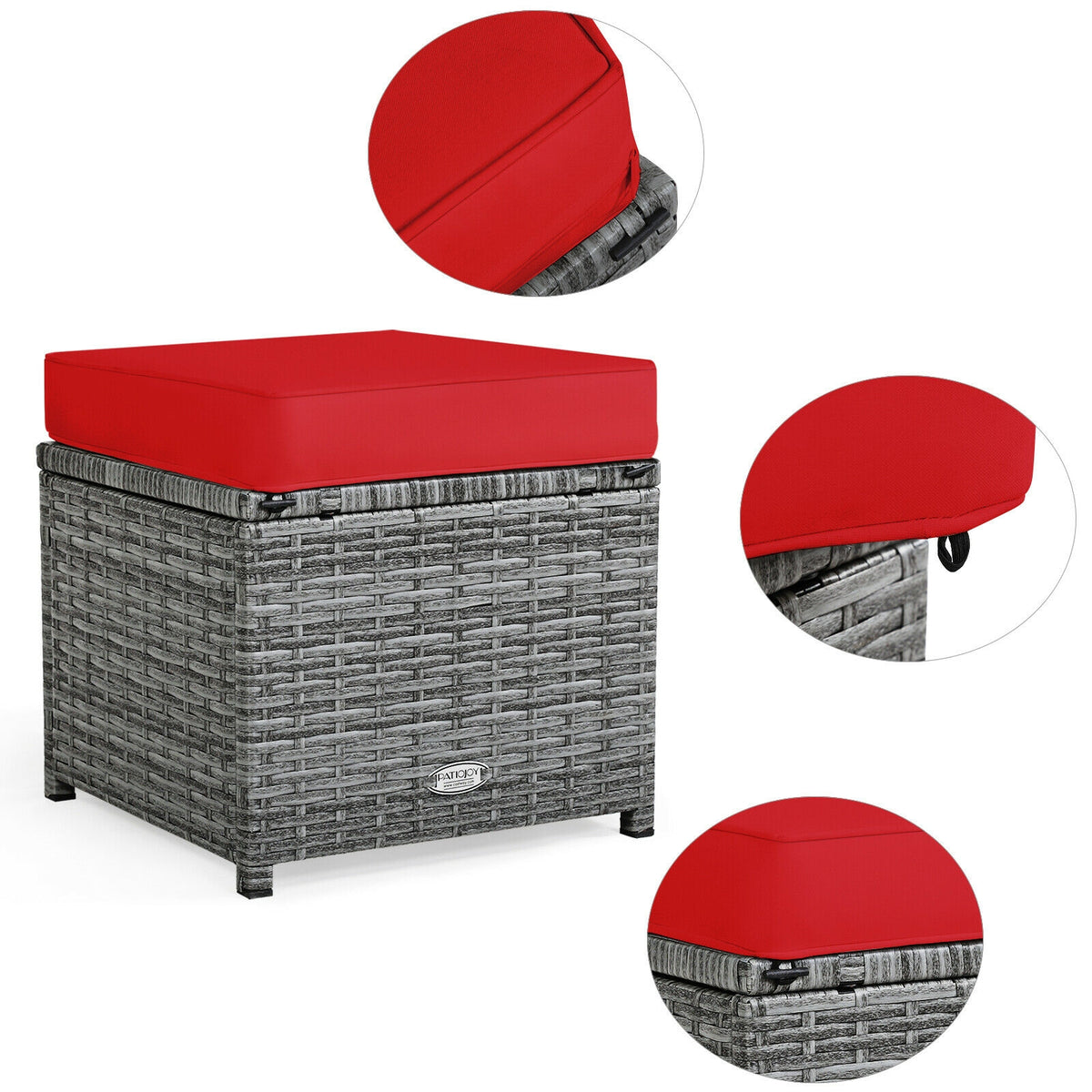 7-Piece Outdoor Wicker Sectional Sofa Set with Dining Table - Red