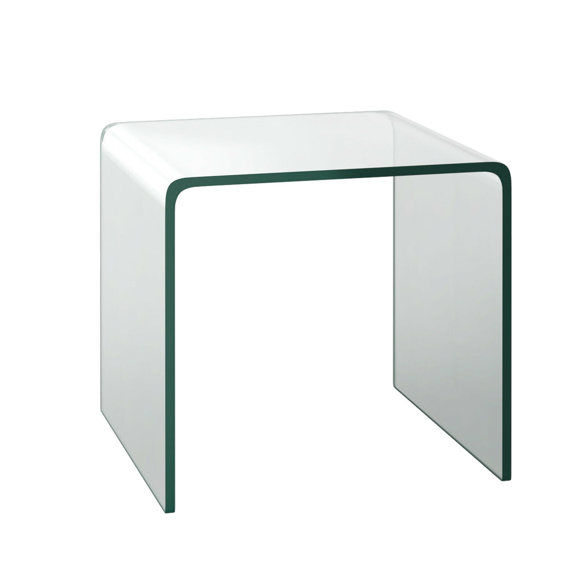 Tempered Glass End Table 18x18x16 Inch with Non-Slip Pads