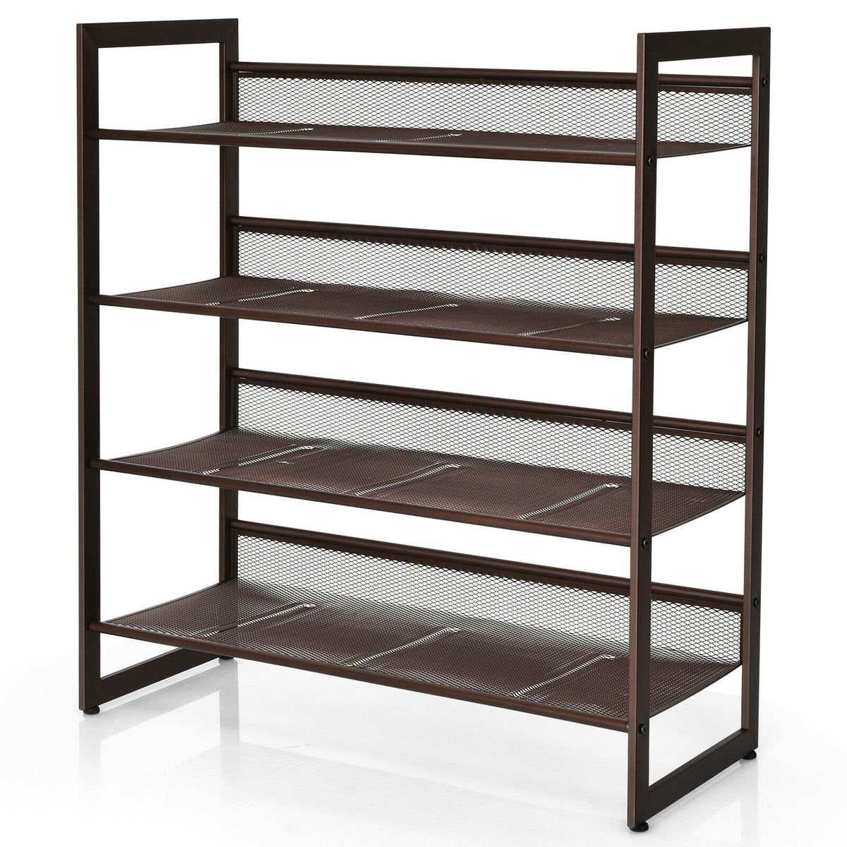 4-Tier Metal Shoe Rack with Flat & Angled Shelves