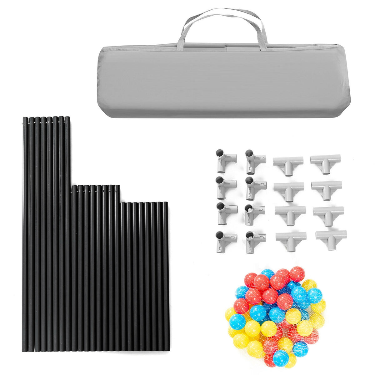 Gray 81 x 58 Inch Baby Playpen with 50 Ocean Balls & Zipper Doors - Safety & Kids Activity