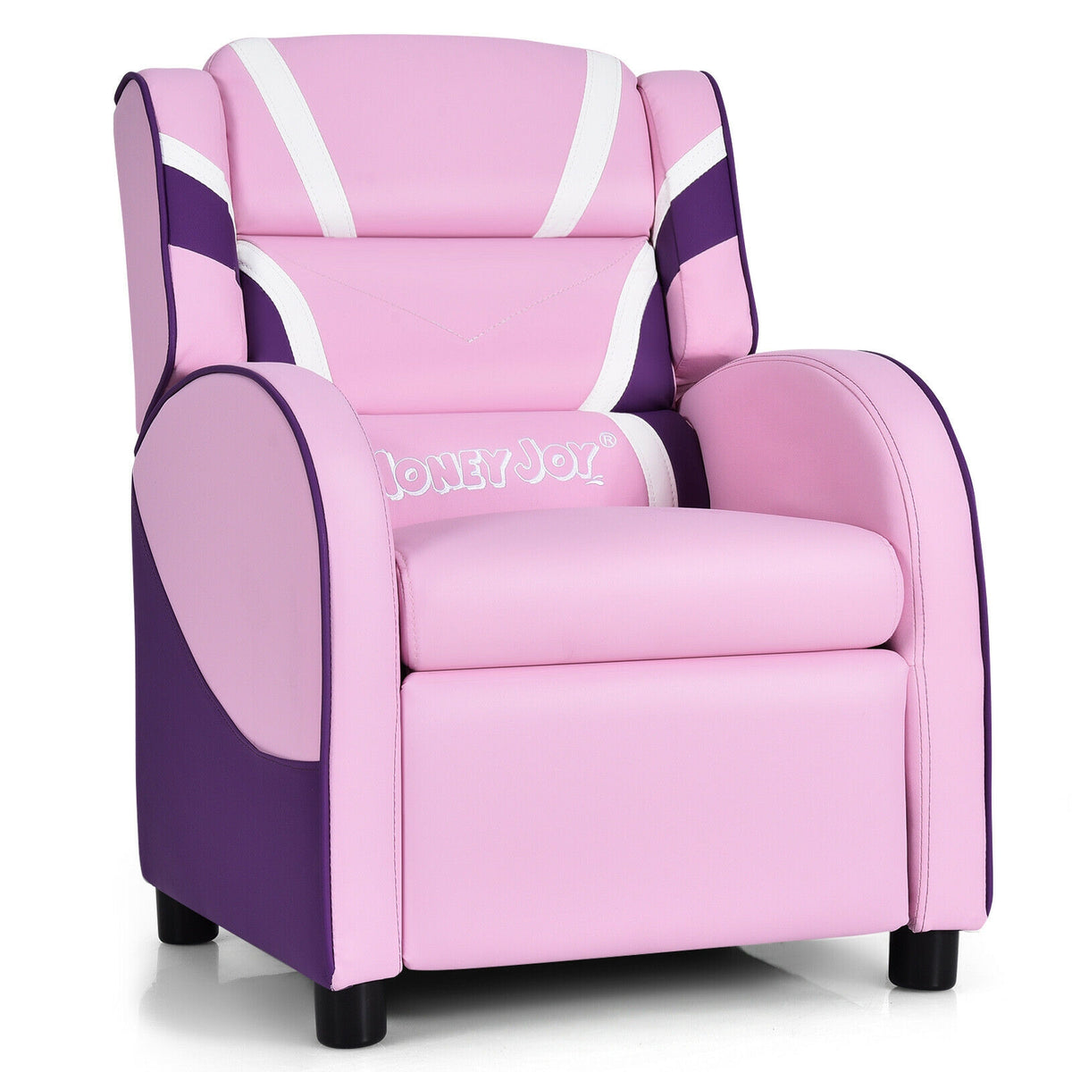 Kids Leather Recliner Chair with Side Pockets - Pink, Style B, Adjustable