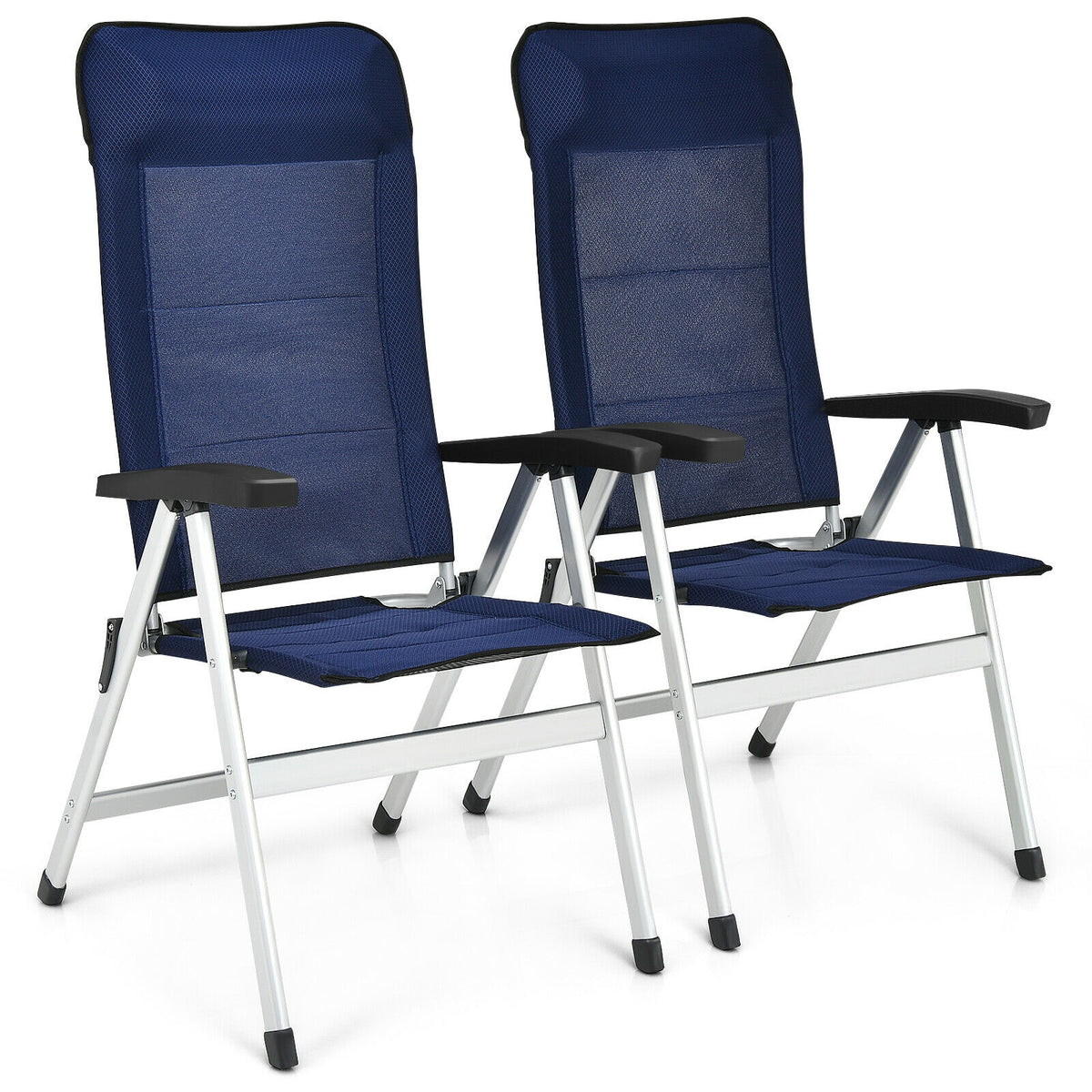 Outdoor Patio Dining Chair with Adjustable Backrest - Blue