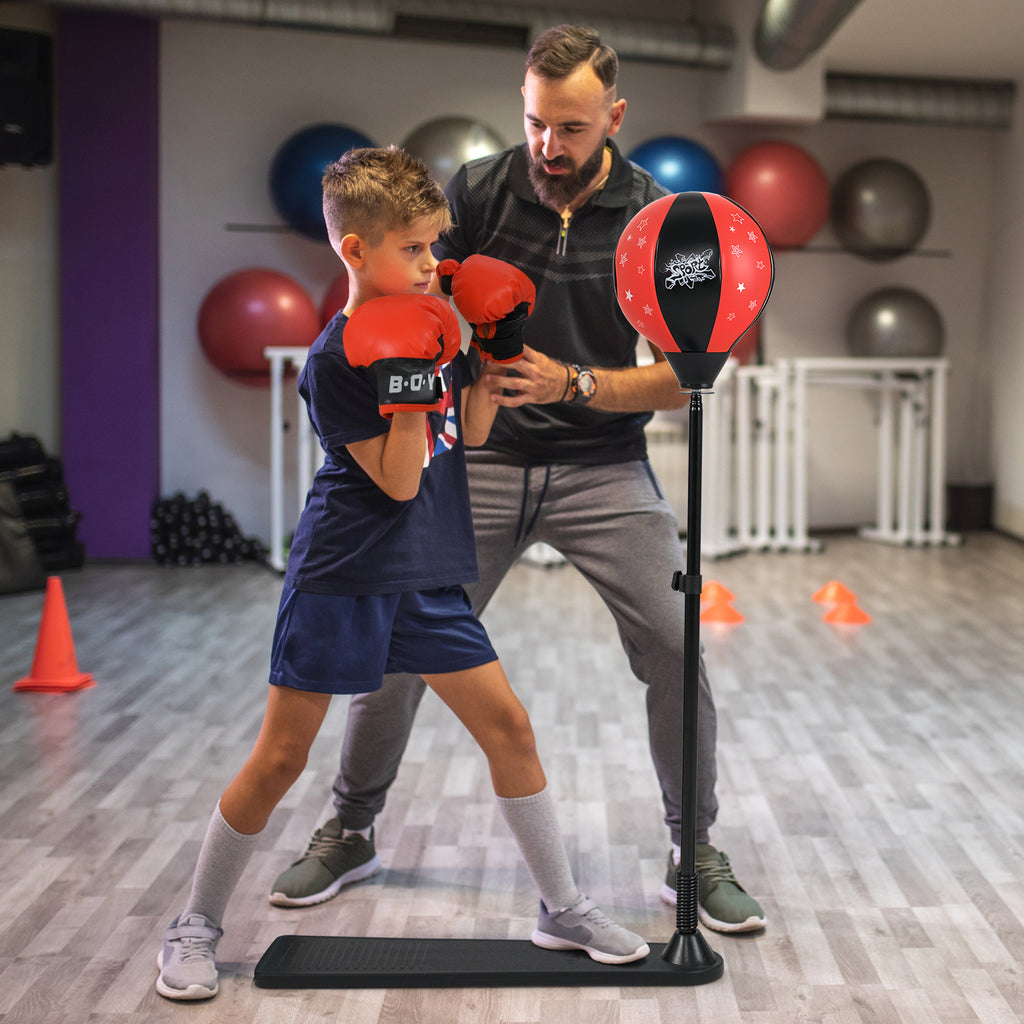 Kids Adjustable Punching Bag Stand with Gloves & Safety Cover - Colorful