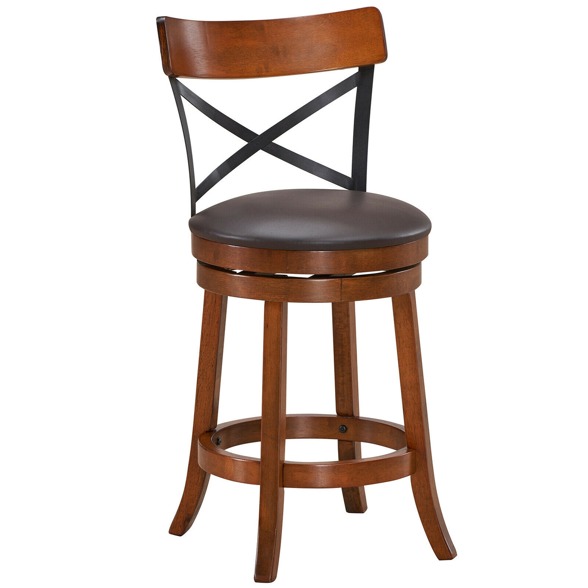 Set of 2 Bar Stools 360-Degree Swivel X-Back 25 inches