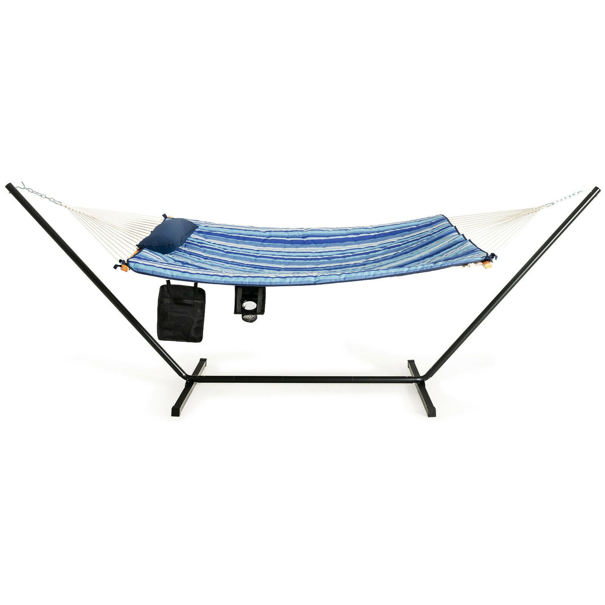 Hammock Chair Stand Set Cotton Swing with Pillow Cup Holder Indoor