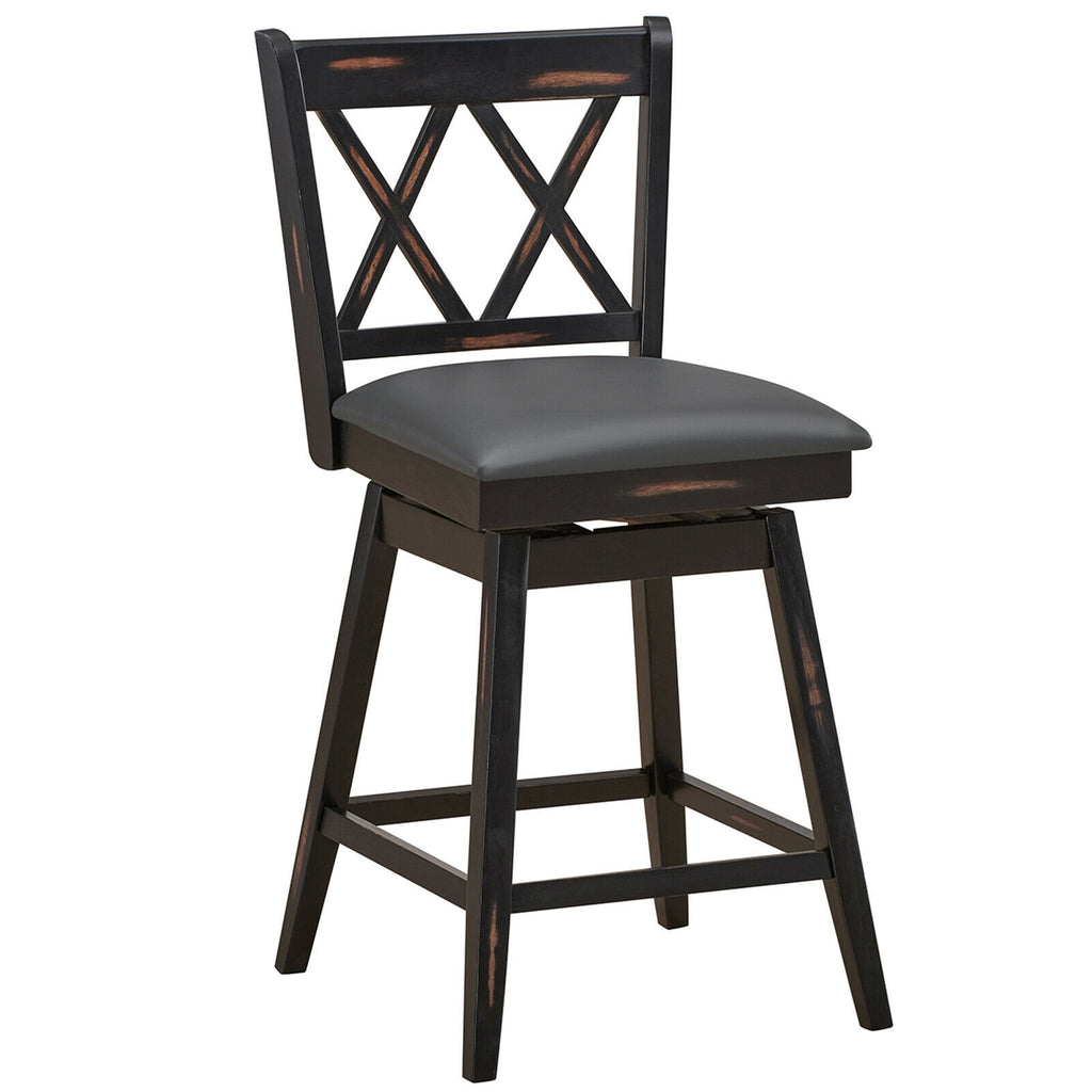 2-Piece 25" Counter Height Bar Stools with Cushion - Black