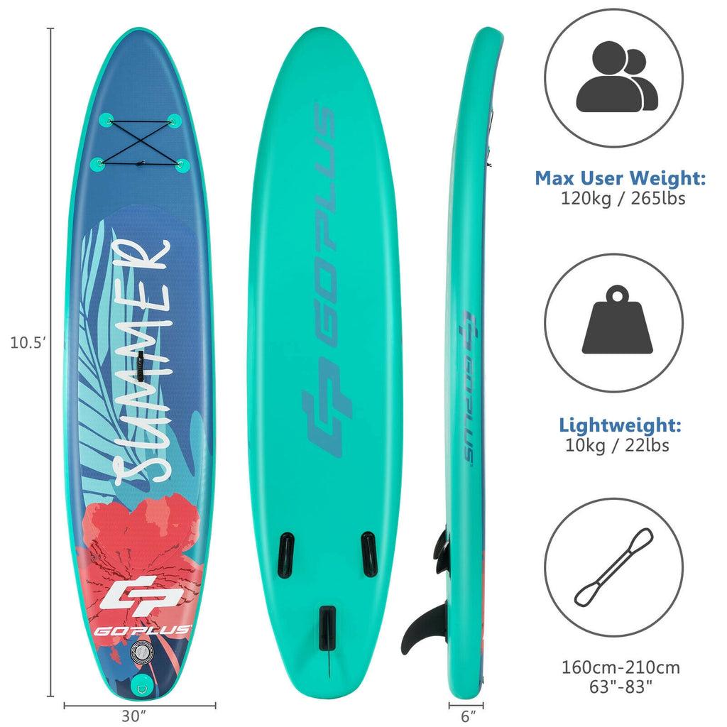 Lightweight 10ft Inflatable Stand Up Paddle Board with Backpack Leash & Aluminum Paddle - M