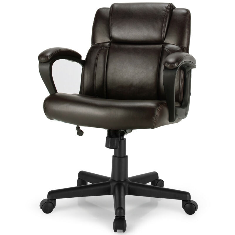 Adjustable Leather Executive Office Chair Computer Desk with Armrest
