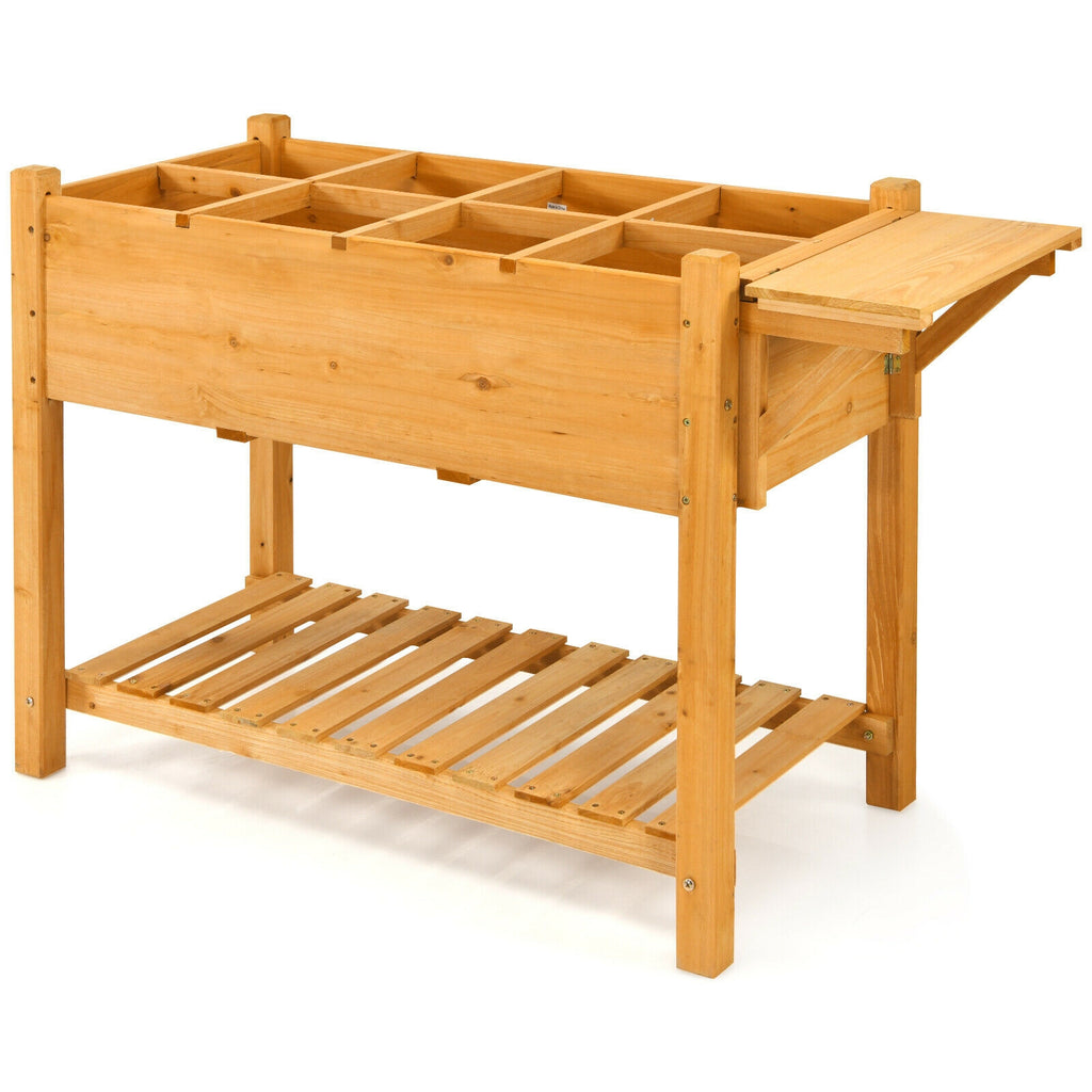 Elevated Planter Box Kit with 8 Grids & Folding Tabletop