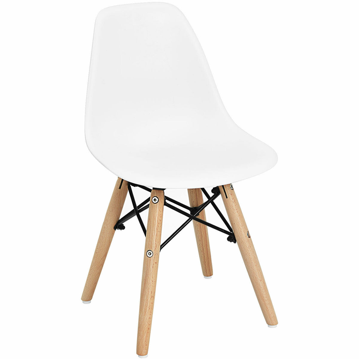 Children's White Wooden Leg Chair Set - 4 Pieces, Kids' Dining & Playroom Seating