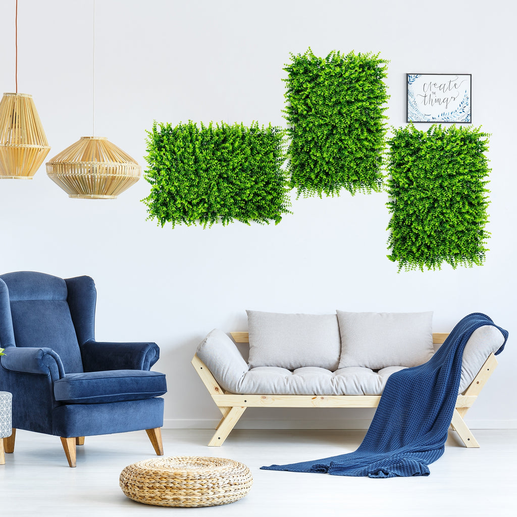 Artificial Eucalyptus Hedge Fence Panels - 16x24 Inch Privacy Screen Set of 12