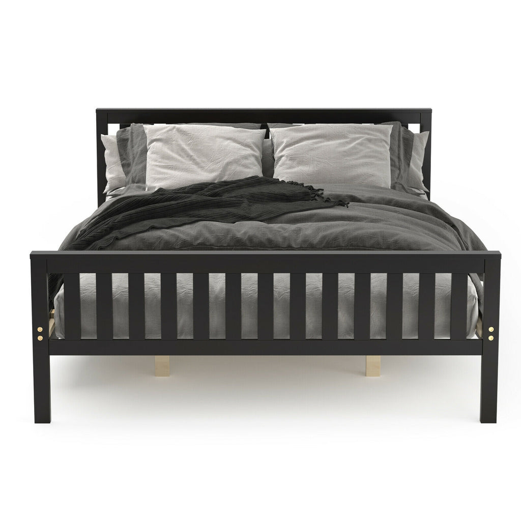 Wood Platform Bed with Headboard – Queen Size