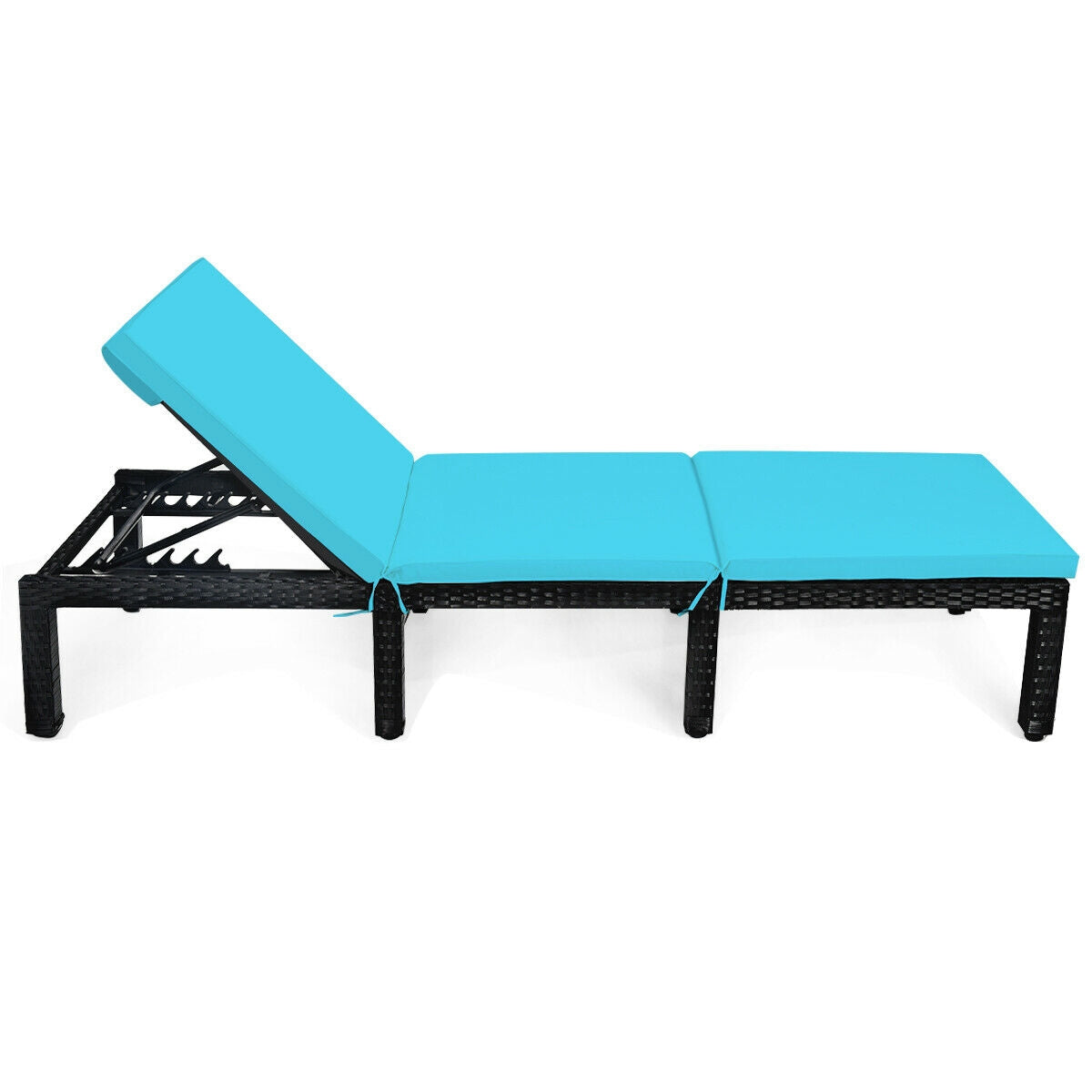 Patio Rattan Cushioned Height Adjustable Lounge Chair