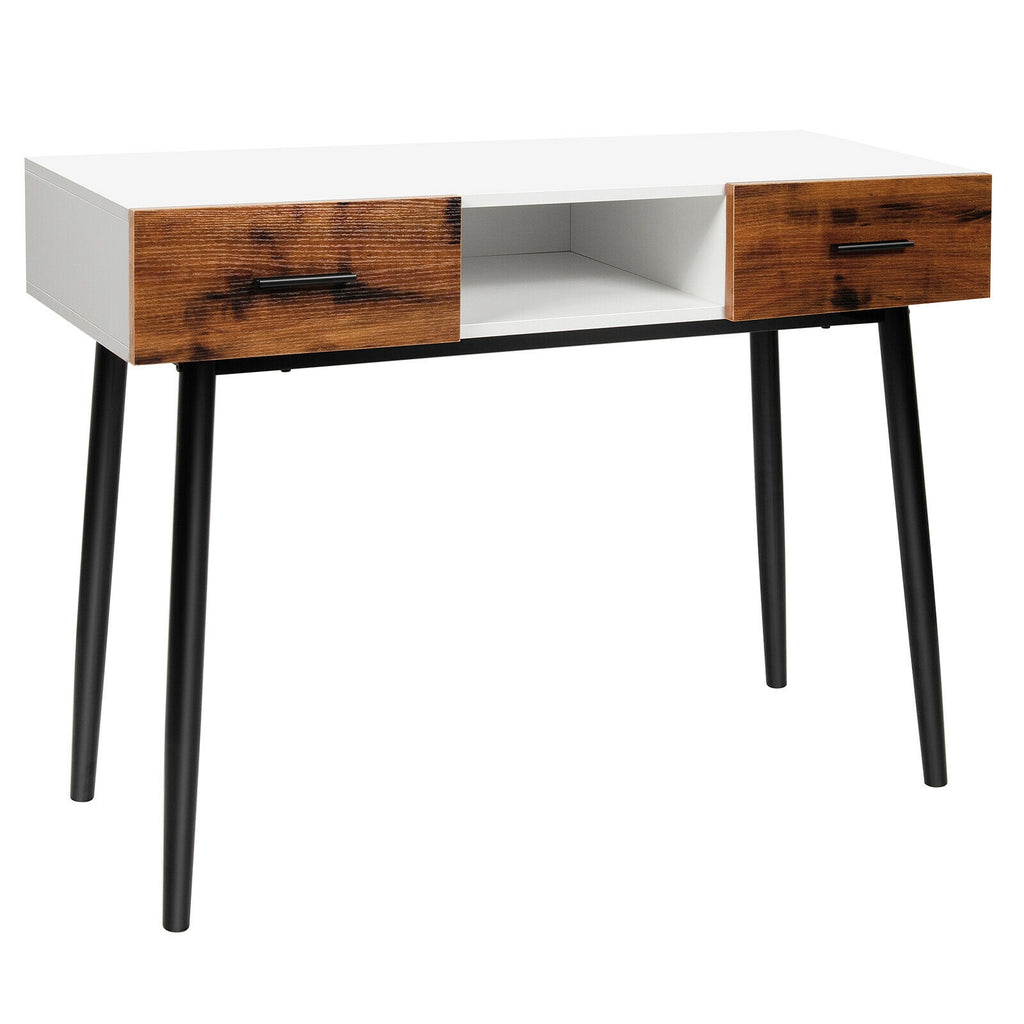 42 Inch Industrial Console Table with 2 Drawers