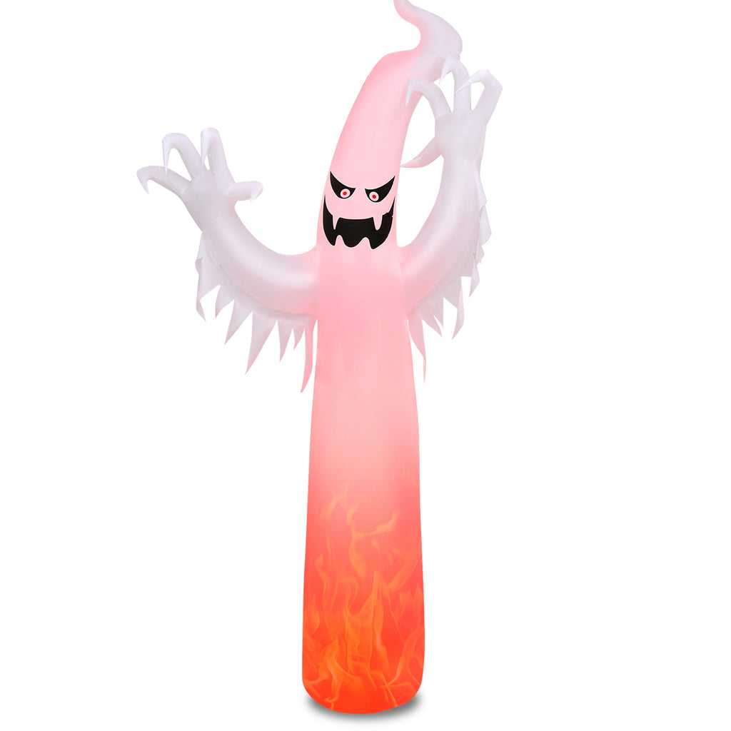 12 Feet Halloween Inflatable Ghost with Flame LED Lights - Yard Decor