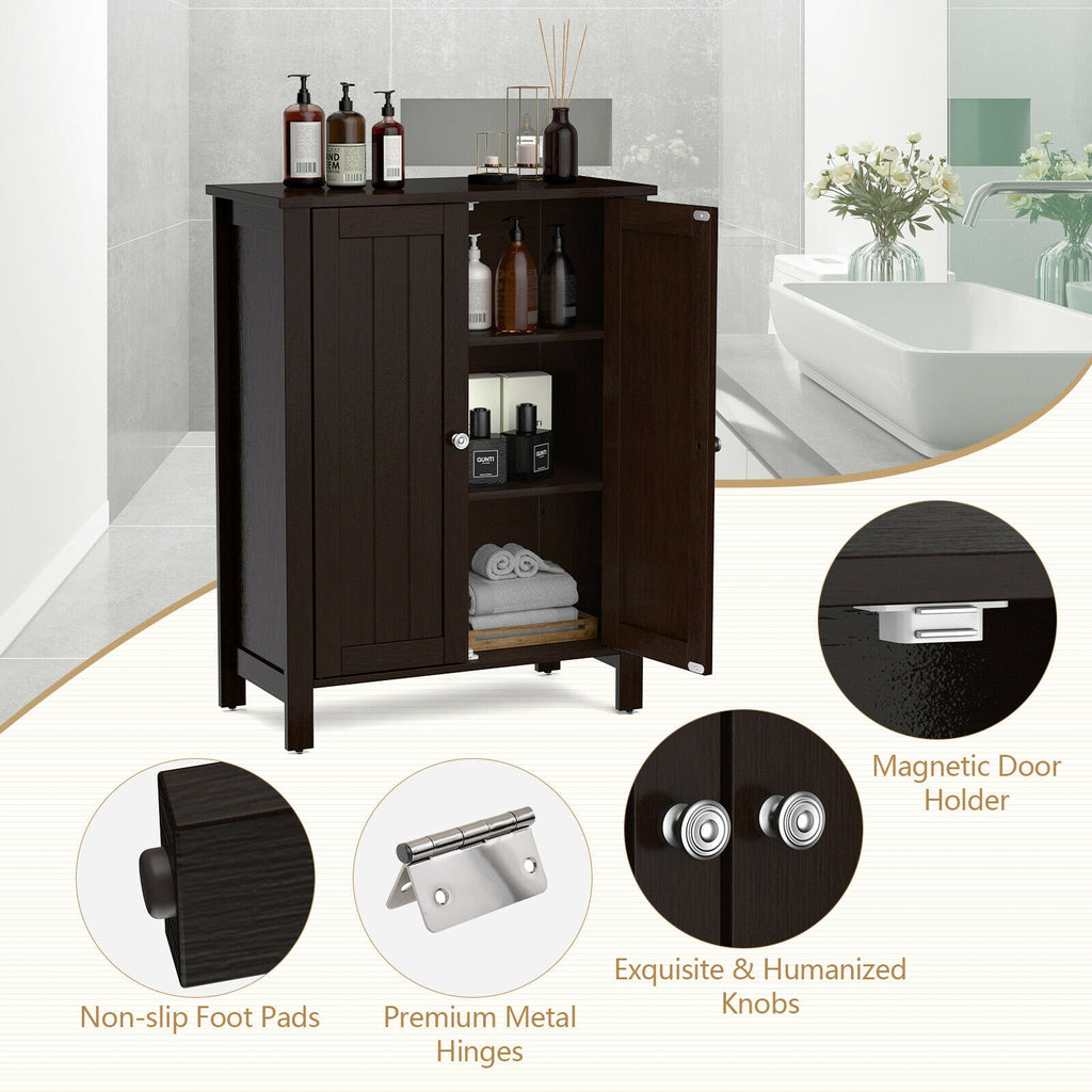 2-Door Bathroom Floor Storage Cabinet Space Saver Organizer