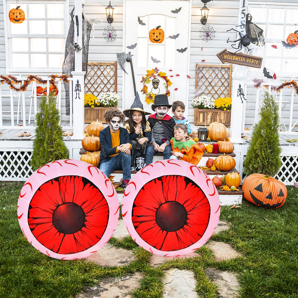 Halloween Inflatable Eyeballs with Air Blower - 2 Pack, Scary Decor