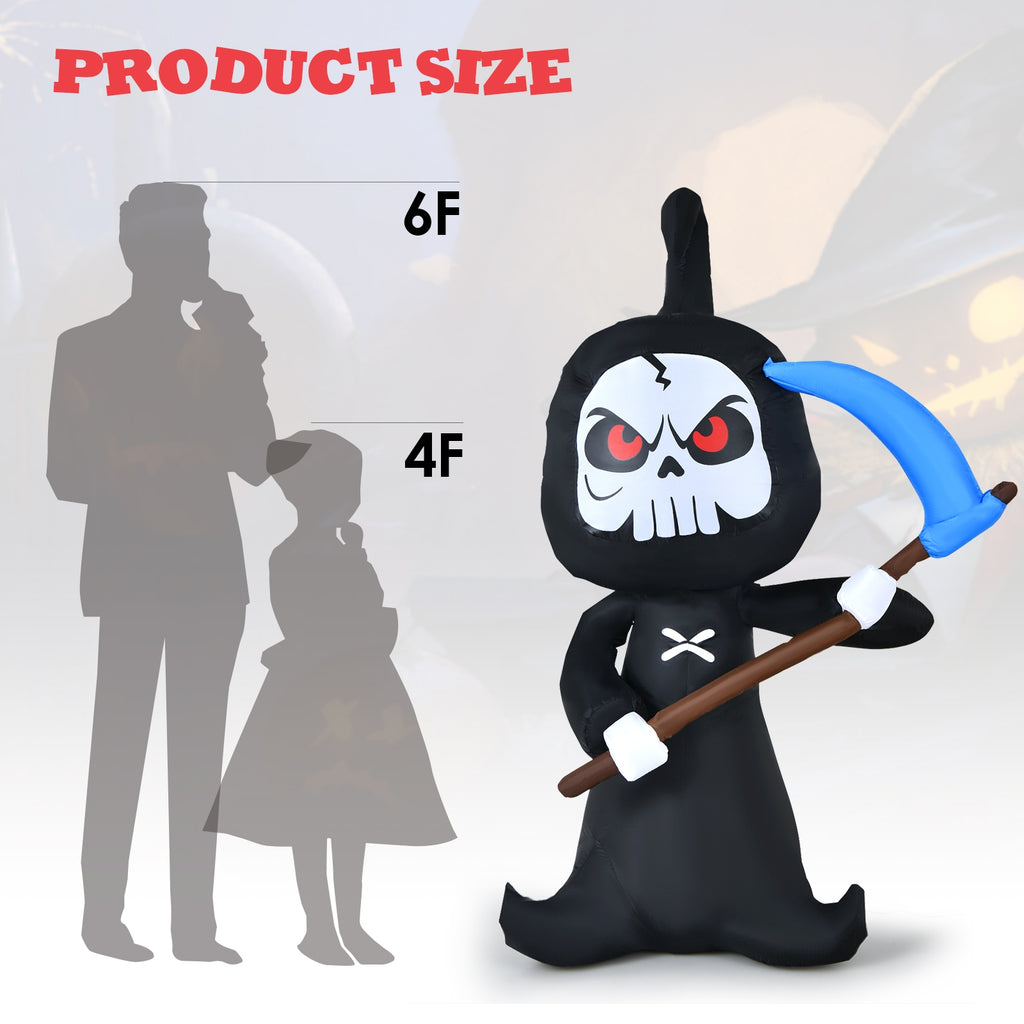 6 Feet Halloween Inflatable Ghost Decorations with Built-in LED Lights - Costway