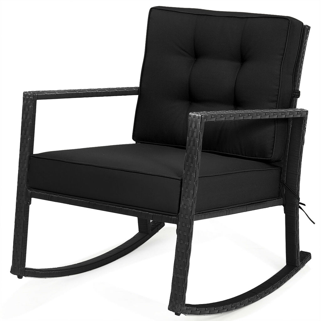 Patio Rattan Rocker Outdoor Glider Rocking Chair Cushion Lawn