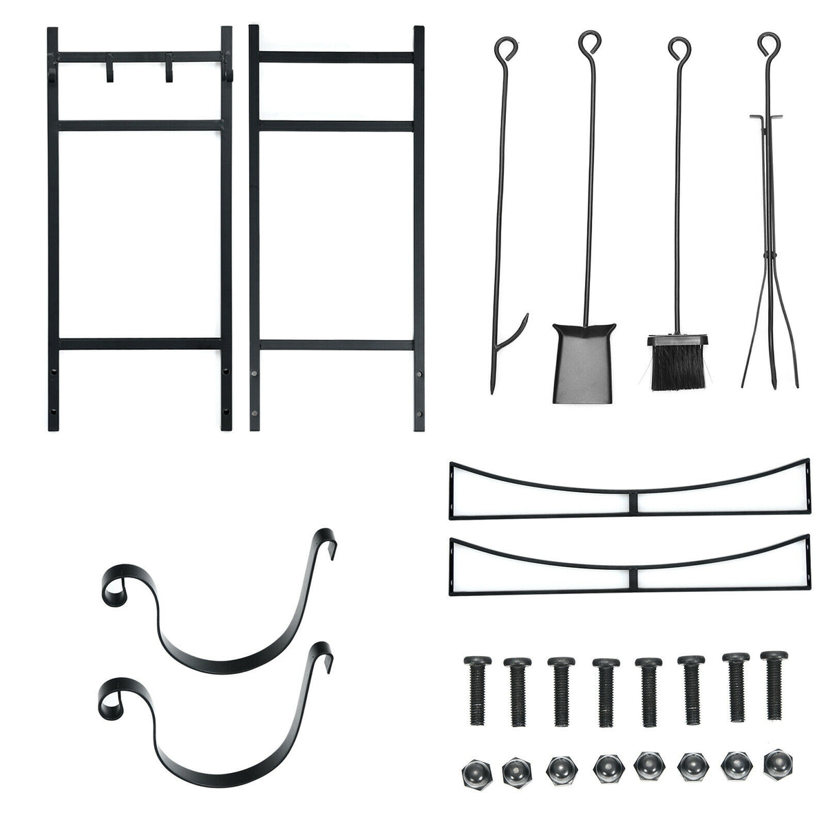 30-Inch Firewood Rack with 4-Tool Set & Kindling Holders