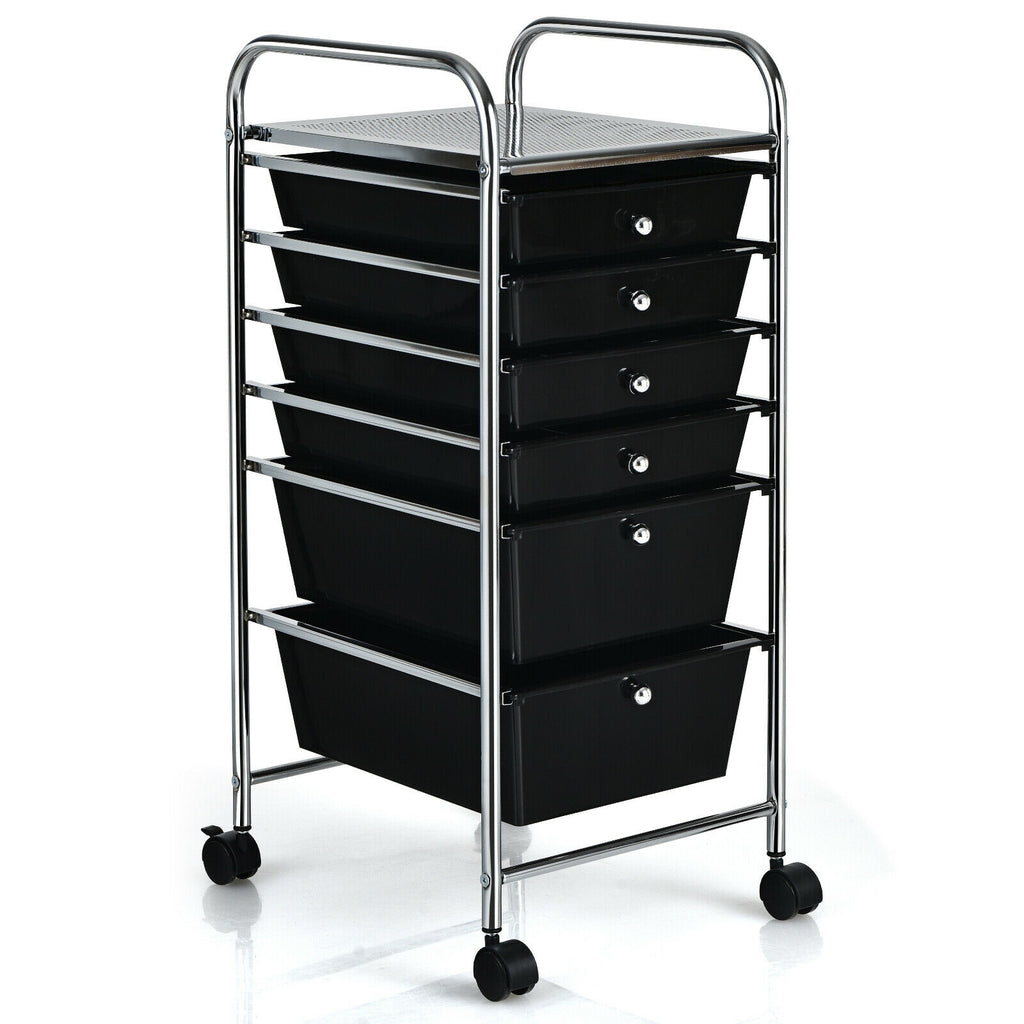 6-Drawer Rolling Storage Cart Organizer - Black