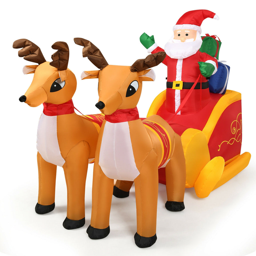 Inflatable Santa with Double Reindeer and Sled - Waterproof Outdoor Christmas Decor - Variation: Santa Claus with Double Reindeer Sleigh