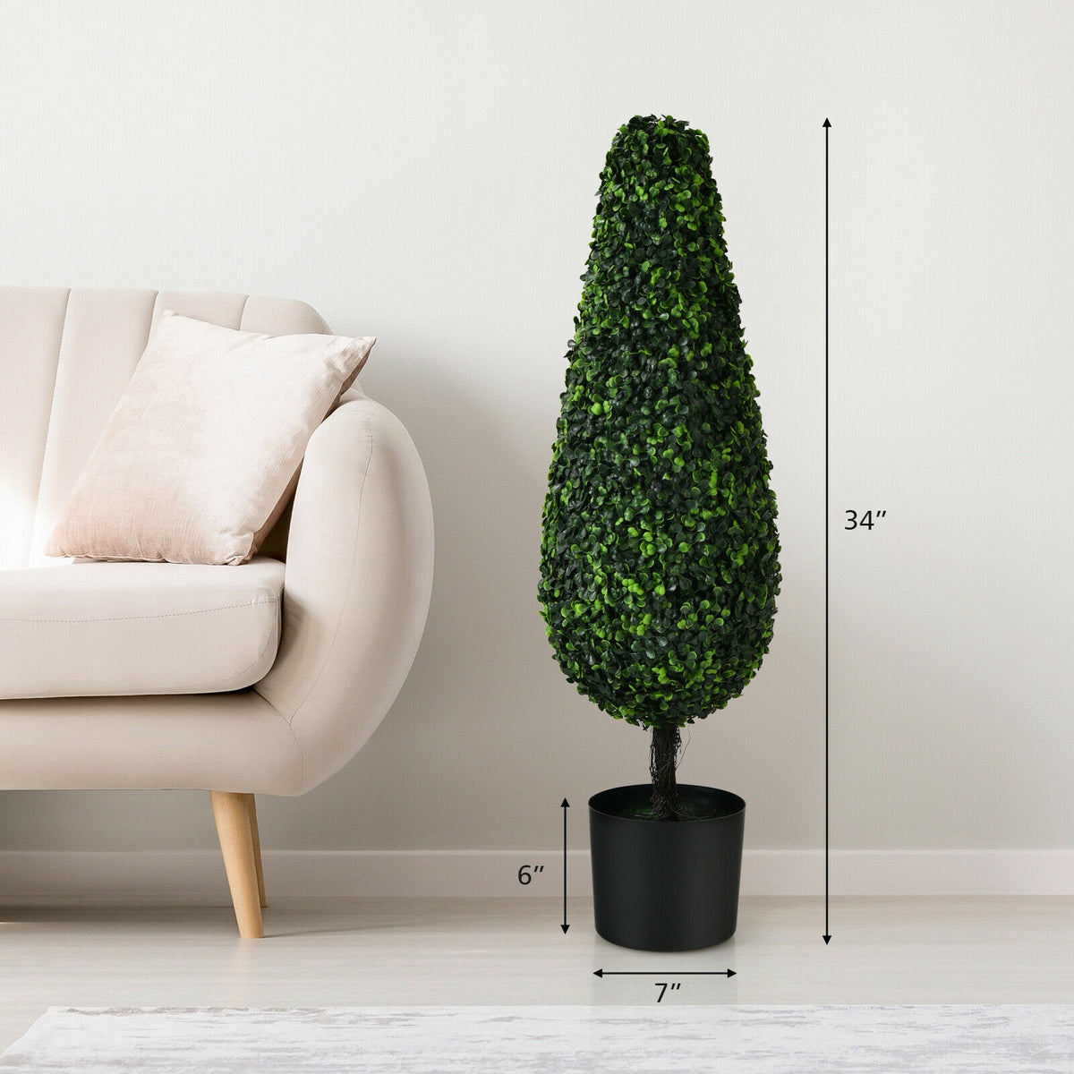 UV Resistant Artificial Topiary Tree - 3 Feet Tower Indoor Outdoor Set of 2