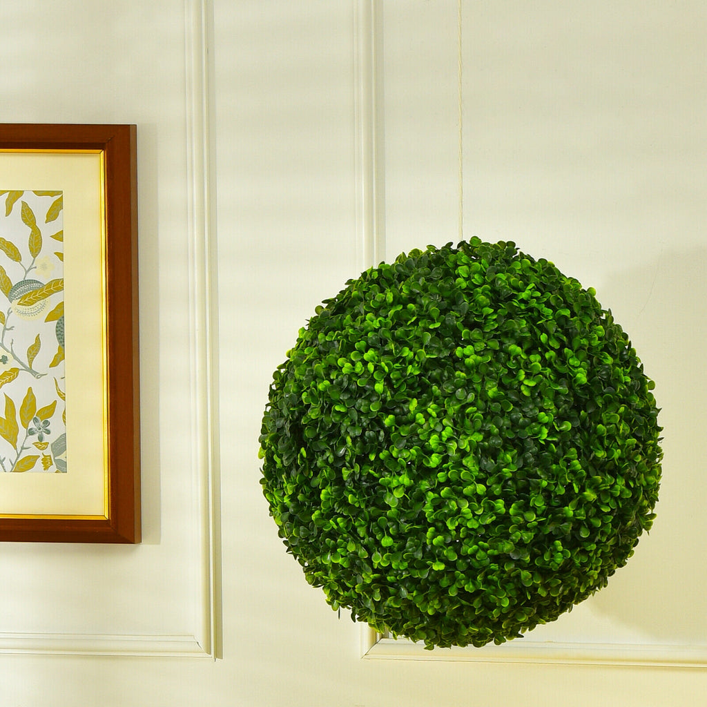 Artificial Topiary Balls 15.5 Inch Faux Boxwood Plants - No Flower, 2 Pieces
