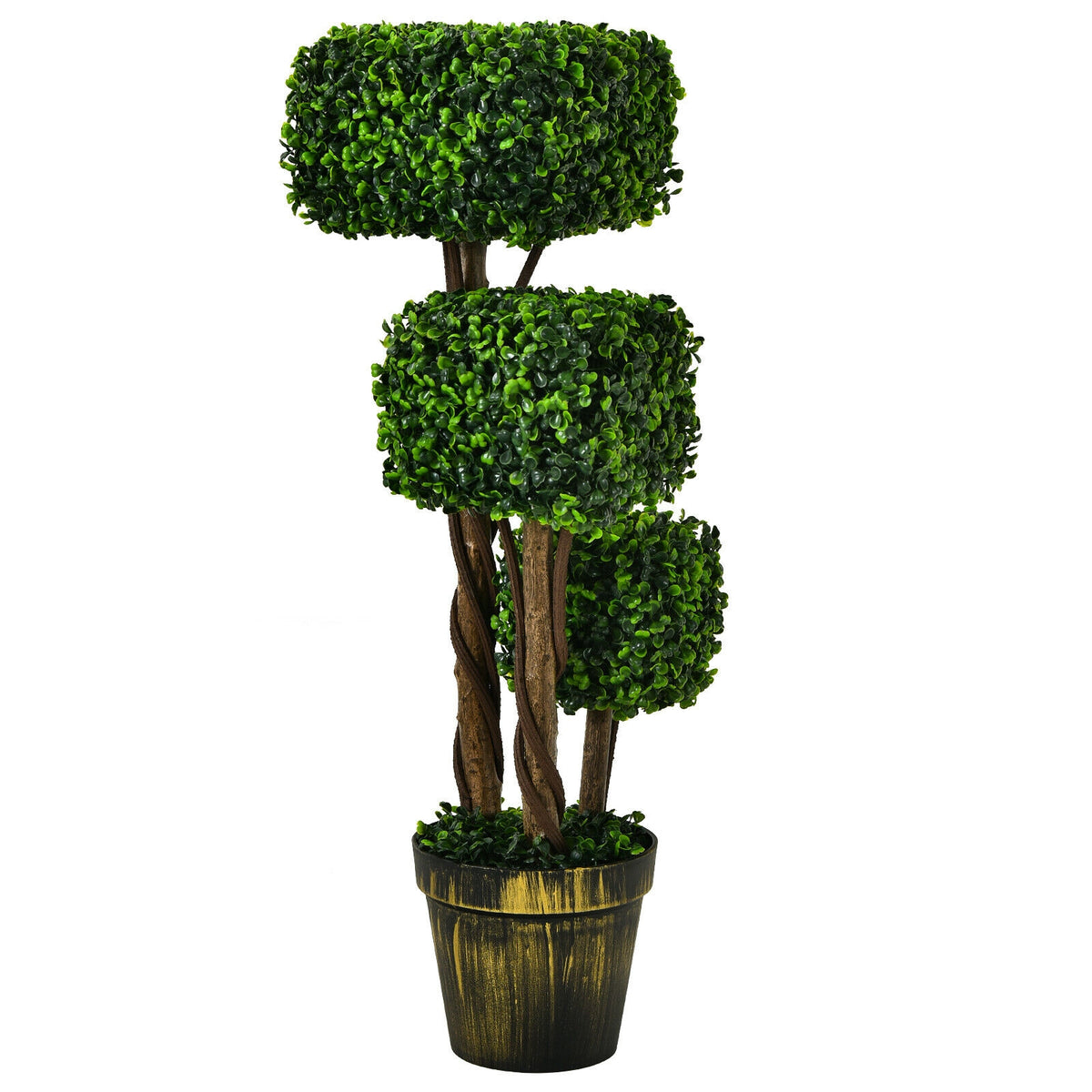 36 Inch Artificial Boxwood Topiary Tree UV Protected Indoor Outdoor Decor