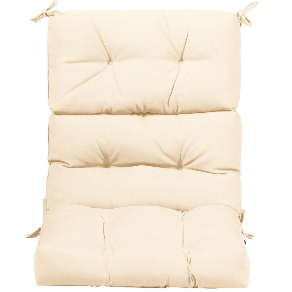 High Back Chair Cushion with Non-Slip Ties - Beige
