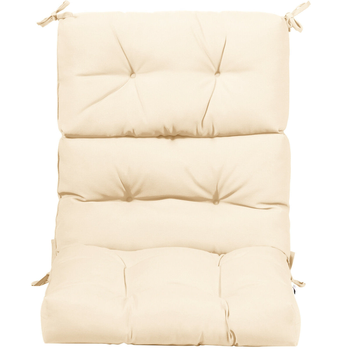 High Back Chair Cushion with Non-Slip Ties - Beige