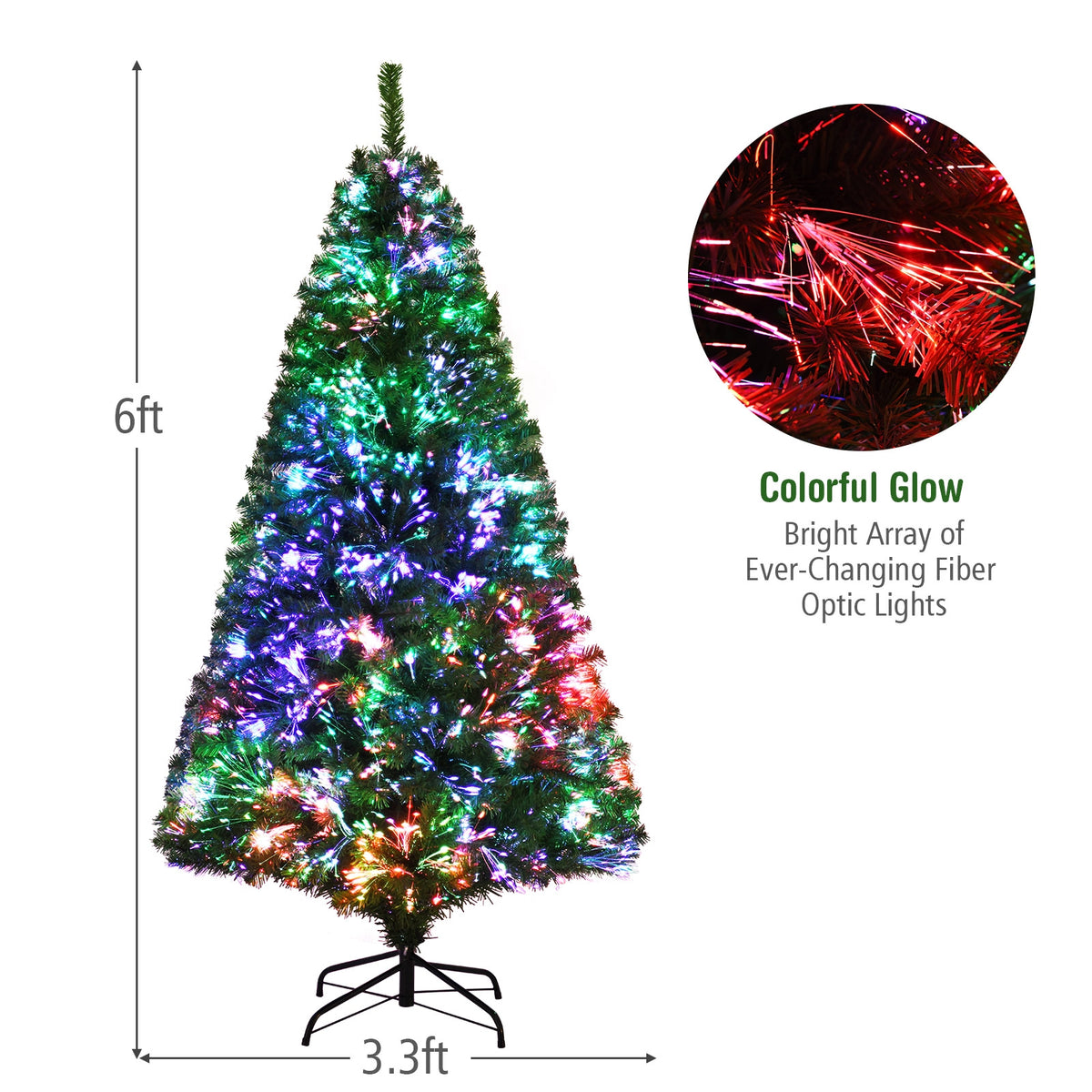 Pre-lit Fiber Optic Artificial Christmas Tree - 6 Feet, Full Branch Tips