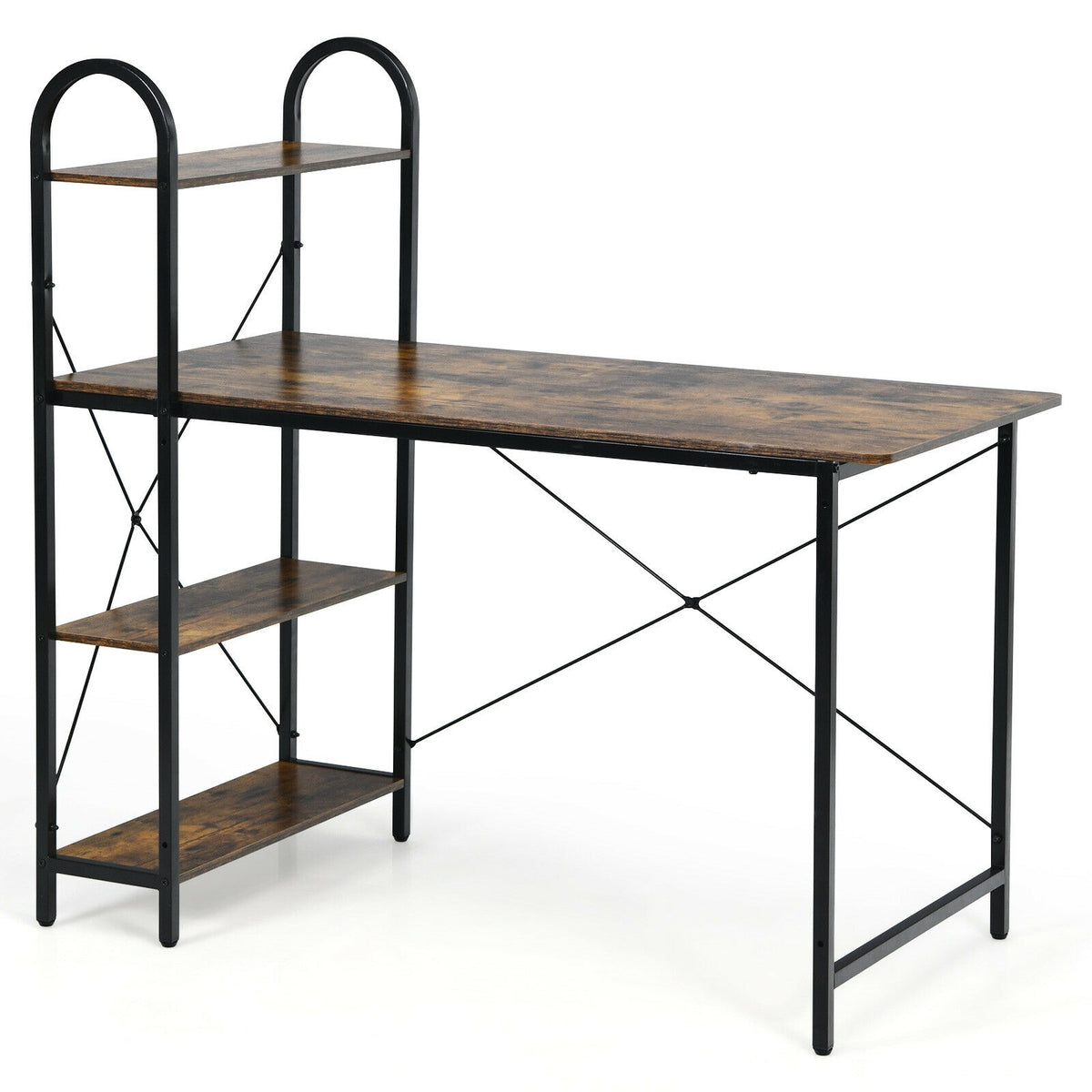48-Inch Reversible Computer Desk with Storage Shelves