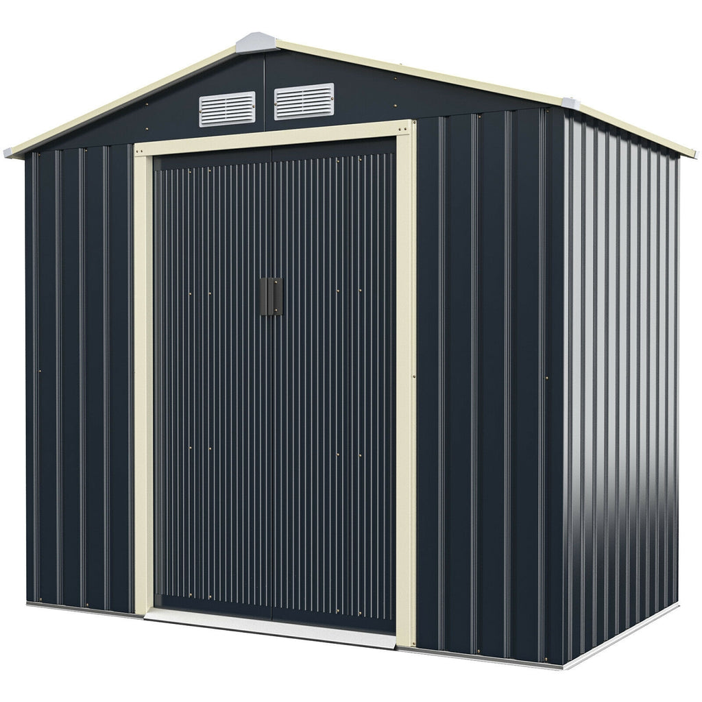7 x 4 Feet Metal Storage Shed with Sliding Double Lockable Doors