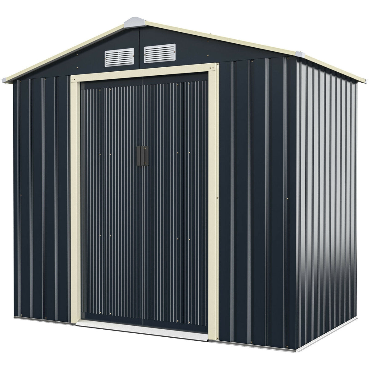 7 x 4 Feet Metal Storage Shed with Sliding Double Lockable Doors
