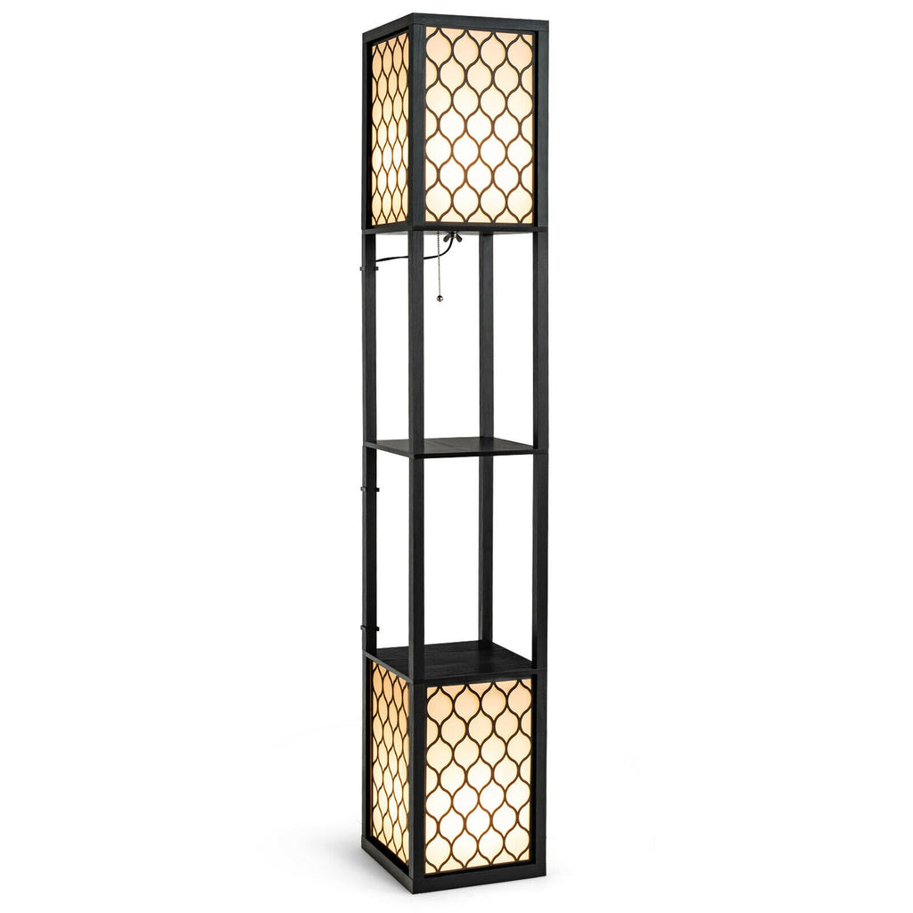 Freestanding Floor Lamp with Shelf & Double Pull Chain Foot Switch