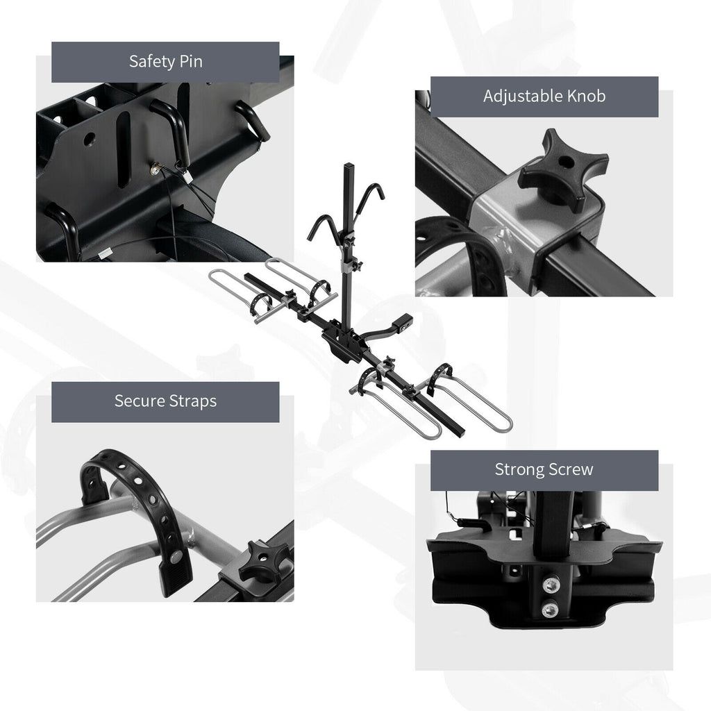 2-Bike Hitch Mount Rack for 1-1/4" & 2" Receiver - Black
