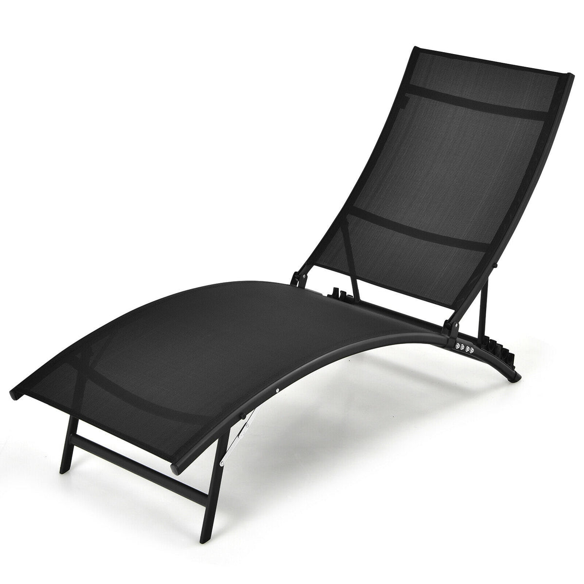 2 Pieces Patio Folding and Stackable Chaise Lounge Chair with
