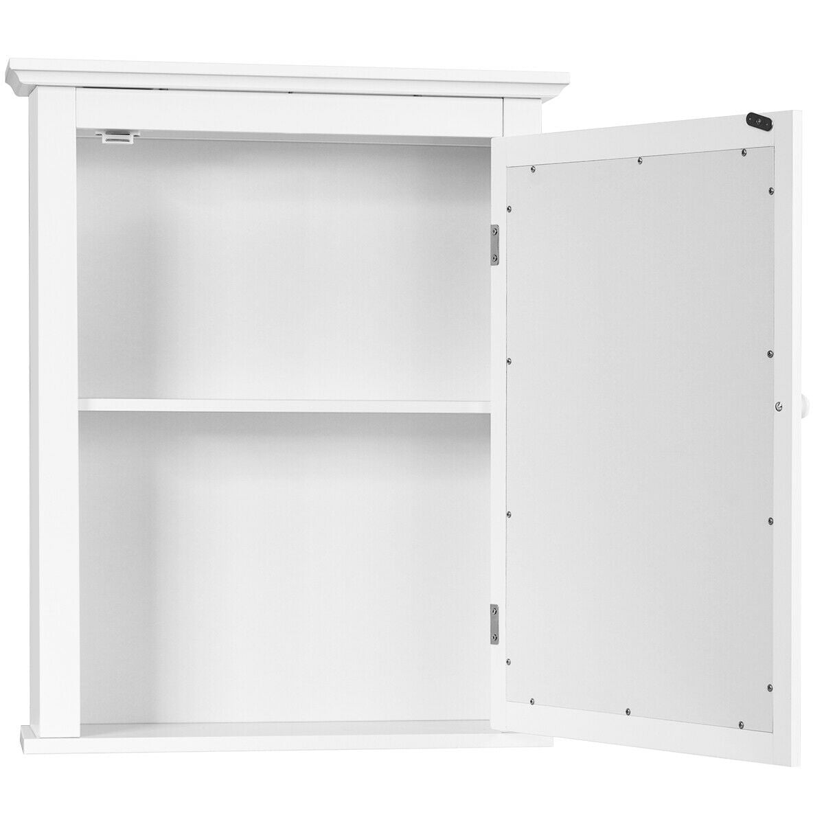 Mirrored Bathroom Cabinet with Adjustable Shelf - White