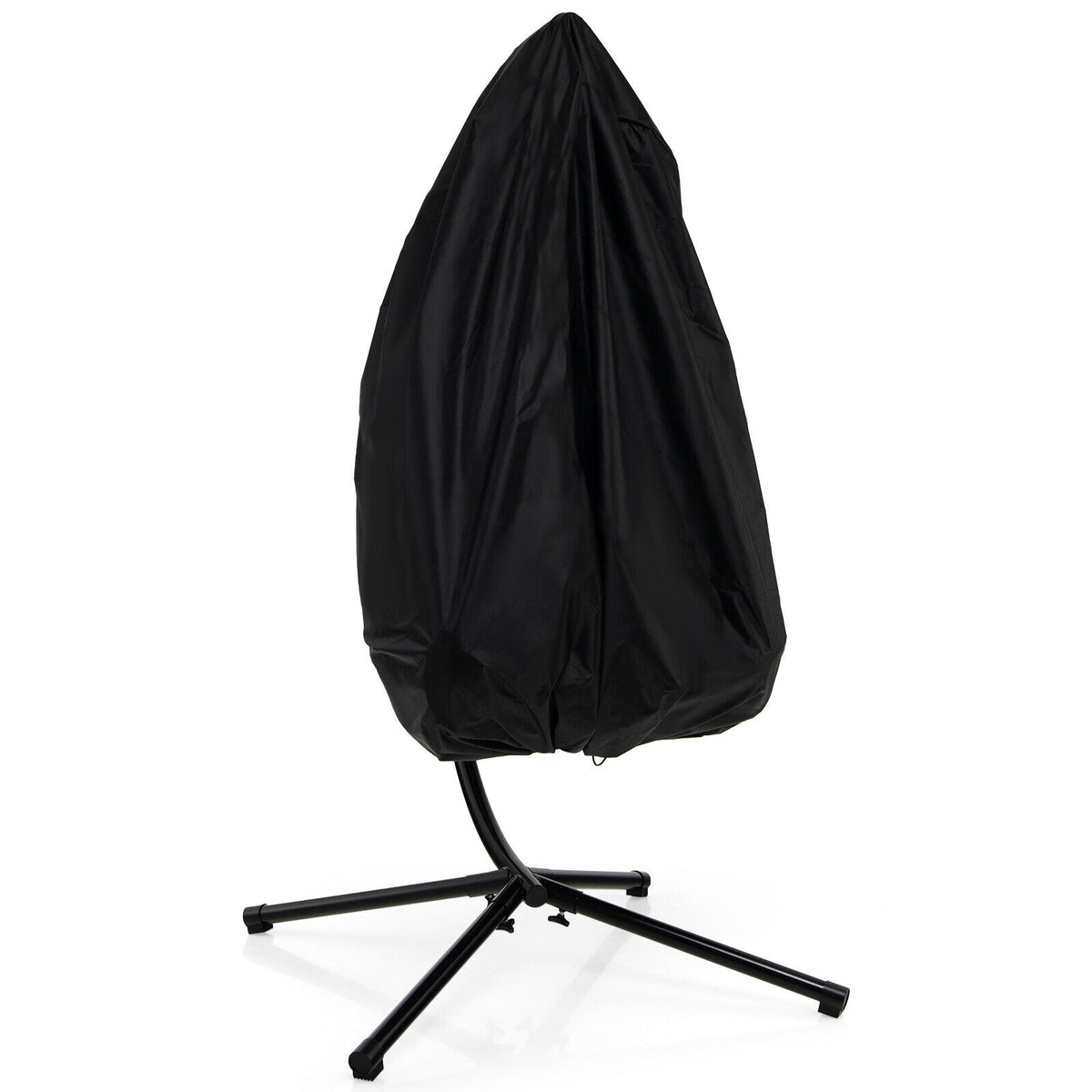 Patio Hanging Egg Chair with Stand Waterproof Cover and Folding Basket