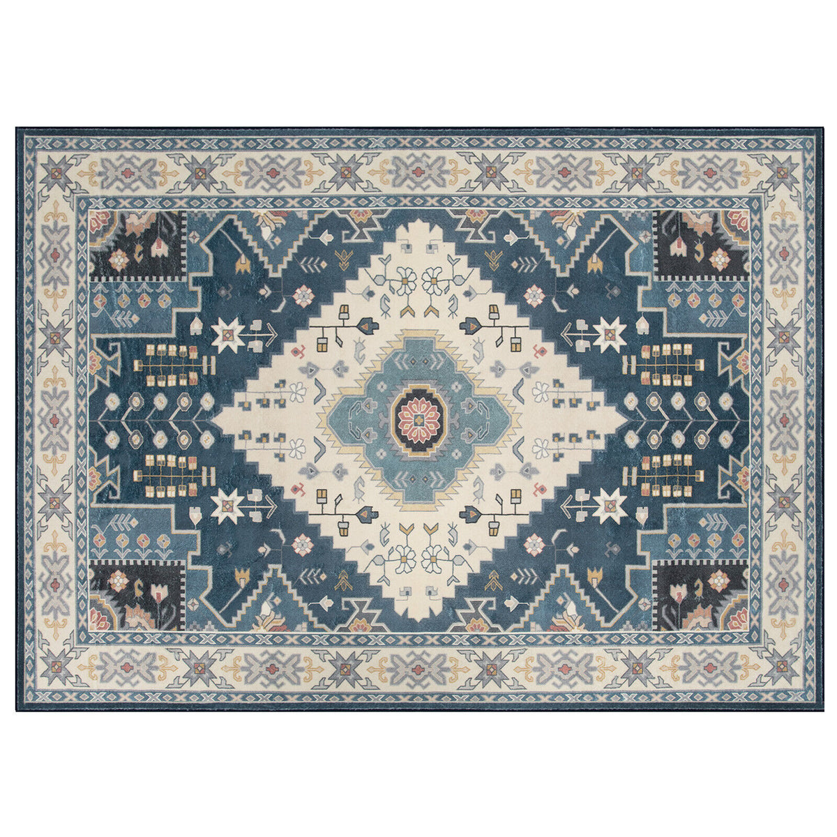 Faux Wool Area Rug Doormat - Waterproof Non-Slip Floor Cover for Living Room, Bedroom, Kitchen, 0.4 Inch Thick - Variation S