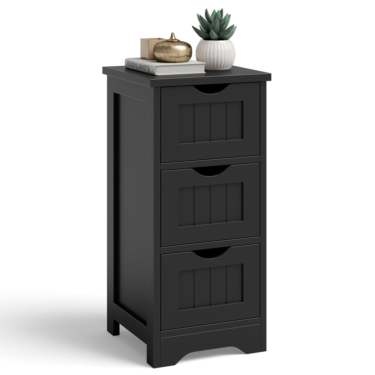 3-Drawer Bathroom Floor Storage Cabinet, Black