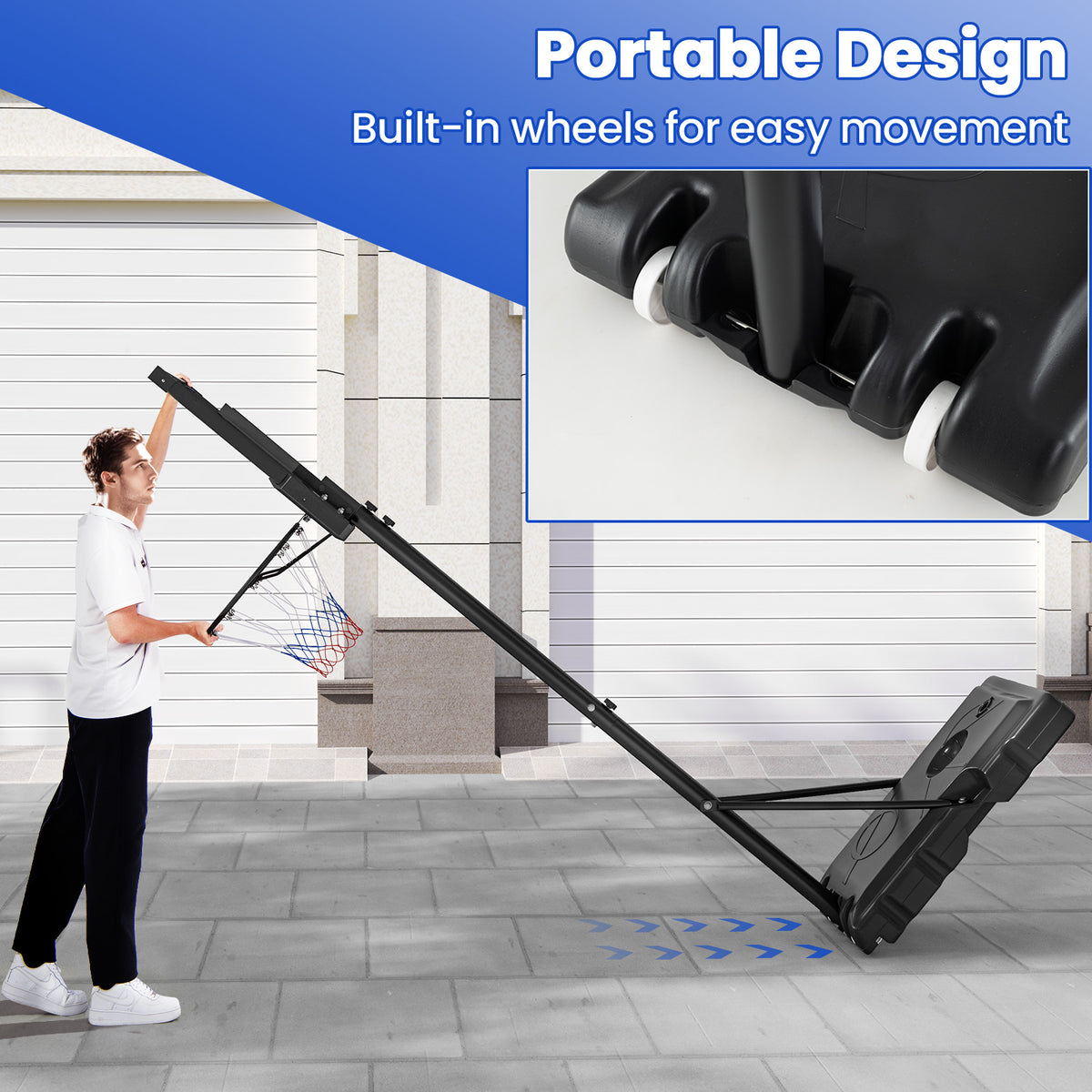 Portable Adjustable Basketball Hoop System for Kids Teens Adults Outdoor Indoor