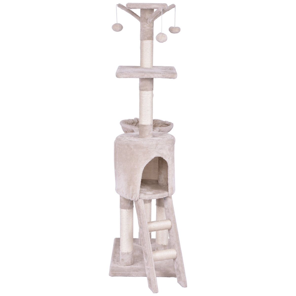56 Inch Condo Cat Tree with Scratching Posts and Play Area - Costway