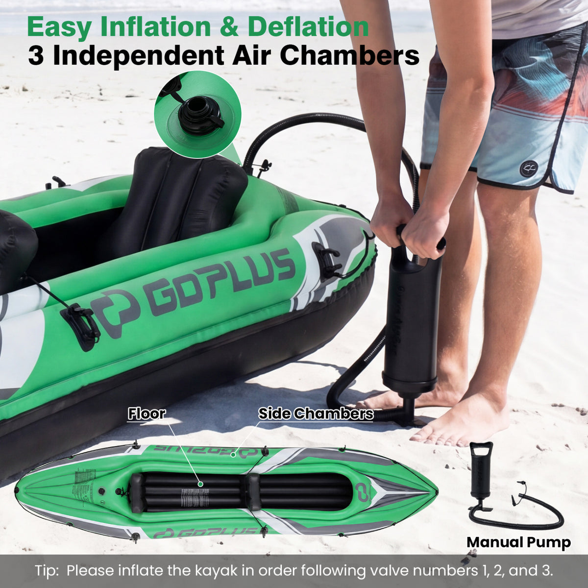 Inflatable Kayak for 2 Persons - 11.5 Feet Heavy Duty with Aluminum Paddles, Green - Costway